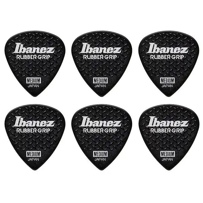 Gratis Versand IBANEZ PPA16MRG-BK Medium Rubber Grip 0,8mm Grip Wizard Polyacetal Plektren, schwarz (6Stück)