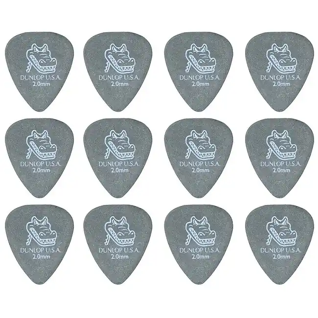 JIM DUNLOP 417P200 Gator Grip Standard 2,00mm Pack Plektrum, grau (12 Stück) Mega-Angebot