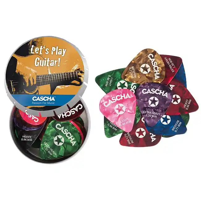 CASCHA HH 2293 Guitar Pick Set Box Gemischt Plektren (24Stück) inkl. Metallbox Solange Der Vorrat Reicht