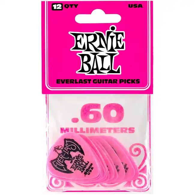 Sonderangebot ERNIE BALL 9179 Everlast Pick Pack 0,60mm Plektren, pink (12 Stück)