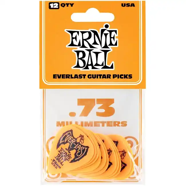 Sale ERNIE BALL 9190 Everlast Pick Pack 0,73mm Plektren, orange (12 Stück)