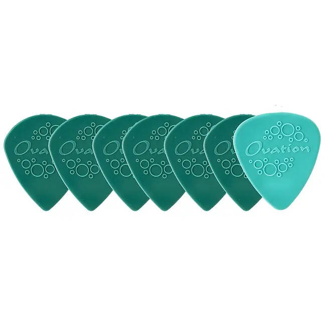 Hochwertig OVATION Diamond Picks Nylon Sharp Tip 0,88mm Plektren (6+1 Stück), turquise green (524.319)