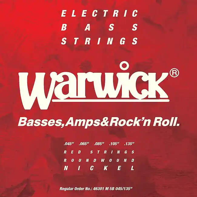 Top-Qualität WARWICK 46301 M 5B Red Bass Medium 045-135 Nickel-Plated Steel Roundwound. Saiten für E-Bass