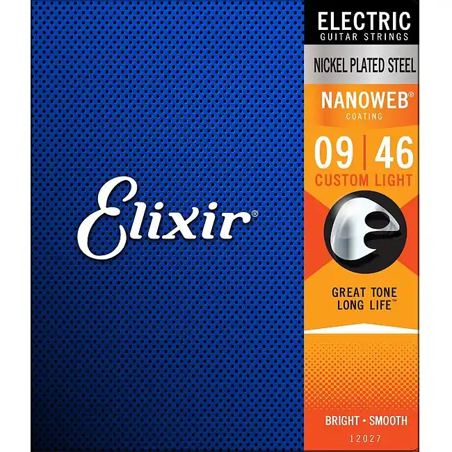 ELIXIR 12027 Nanoweb Electric Custom Light 009-046 Anti Rust Plain Steel. Saiten für E-Gitarre. Ausverkauf