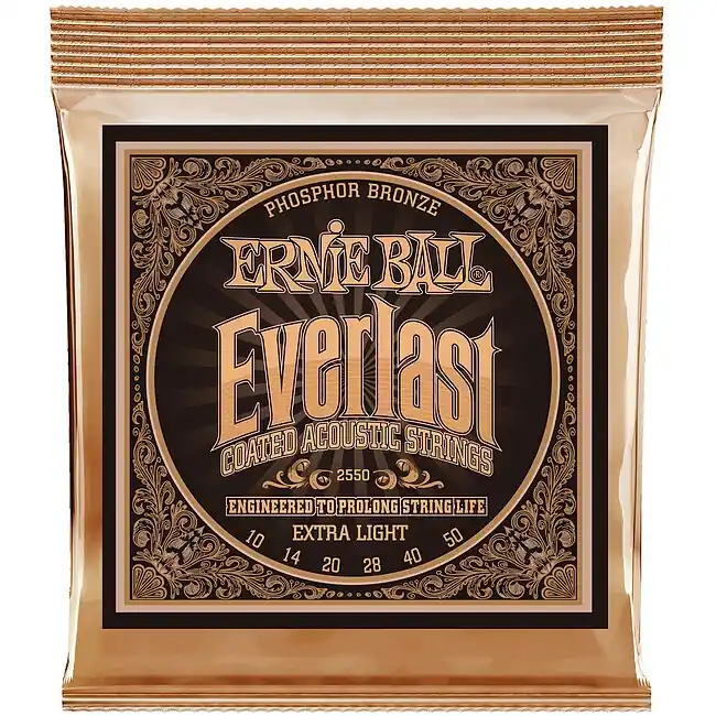 ERNIE BALL 2550 Everlast Phosphor Bronze 010-050 Coated Saiten für Akustikgitarre, Extra Light Online Kaufen