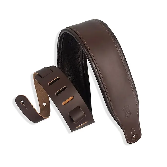 Mengenrabatt LEVYS M26PD-DBR_DBR Leather Serie Leder-Gitarrengurt (64mm), dunkelbraun