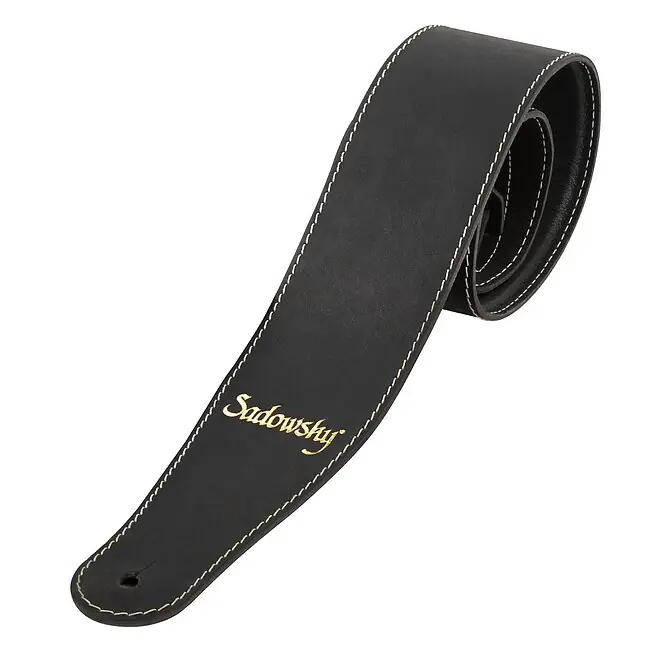 SADOWSKY MetroLine Genuine Leather Bass Strap BKBG Bassgurt (90mm) Black Gold Embossing Wochenendangebot