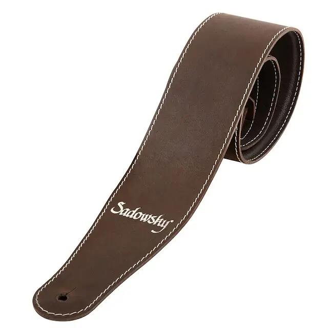Original SADOWSKY MetroLine Genuine Leather Bass Strap BRBS Bassgurt (90mm) Brown Silver Embossing