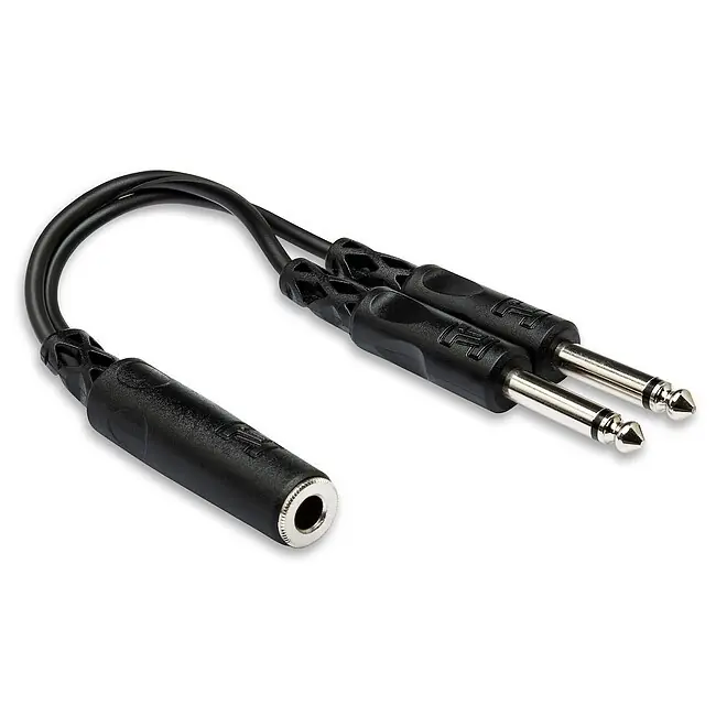 HOSA YPP-106 Y-Kabel 2x 6,3mm Klm - 6,3mm Klf, 0,1m (mono) Geld-Zurück-Garantie