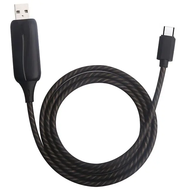 Finale Aktion Q-BIT Floating Power Cable USB auf USB Typ C black Lade- und Datenkabel mit Effektlicht