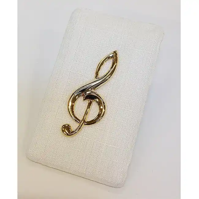 Echt ART OF MUSIC Anstecker Violinschlüssel gross Gold Modeschmuck