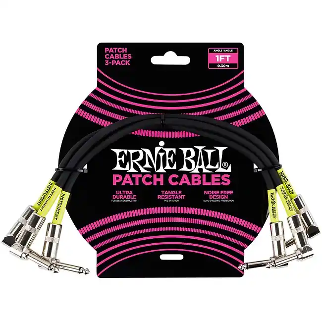 Ausverkauf ERNIE BALL 6075 Patch Cable Patchkabel WKl-WKl 30cm (3er Pack), schwarz
