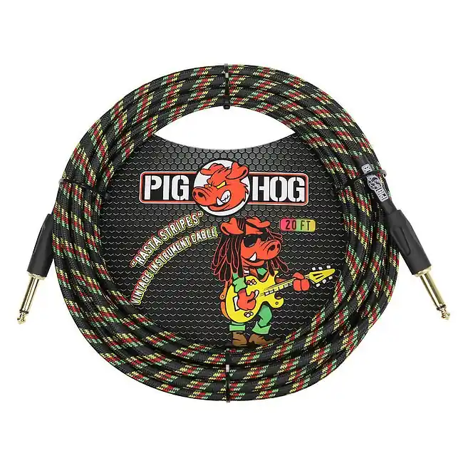 PIG HOG PCH20RA Rasta Stripes Instrumentenkabel Kl-Kl 6m/20ft Großhandel