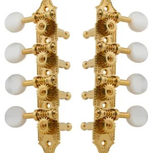 Preiswert Grover 409G Professional Mandolin Standard "A"-Style Machine Heads with Pearloid Button - Standard, 4 + 4 - Gold