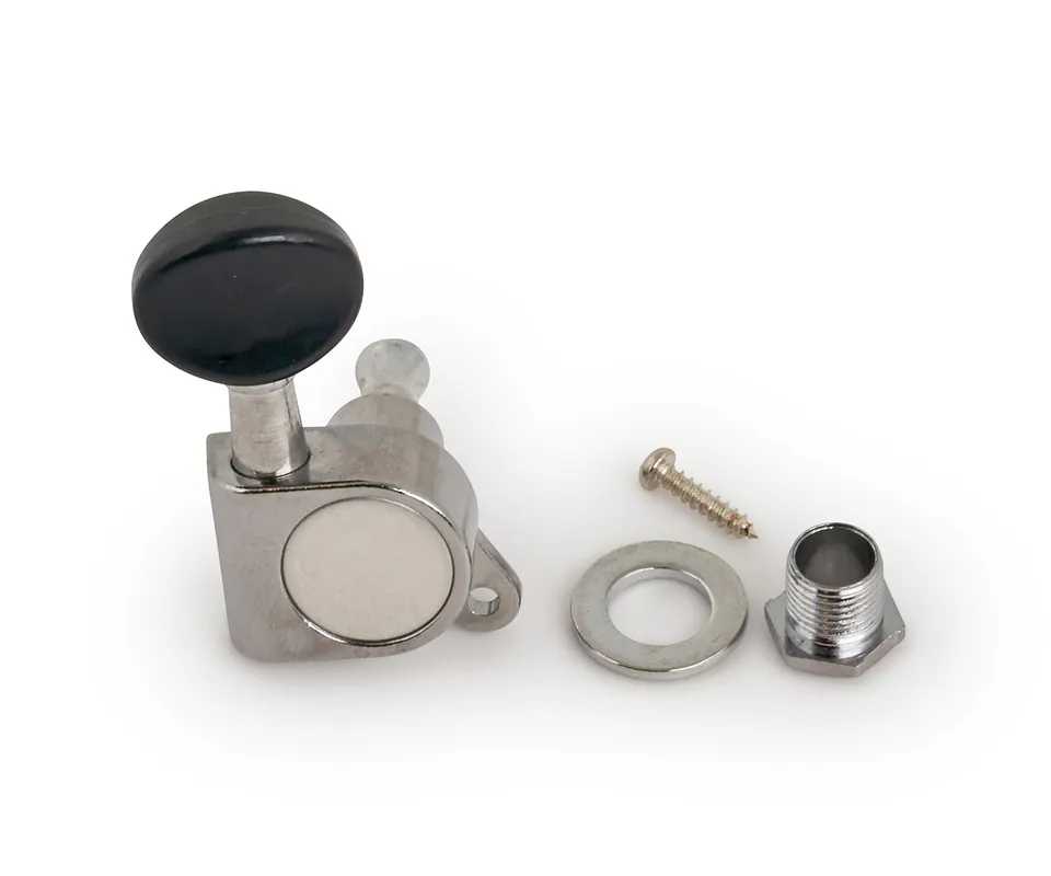 Handgefertigt Kala Spare Parts - Machine Head, Closed Gear, Black Knob, Right - Chrome