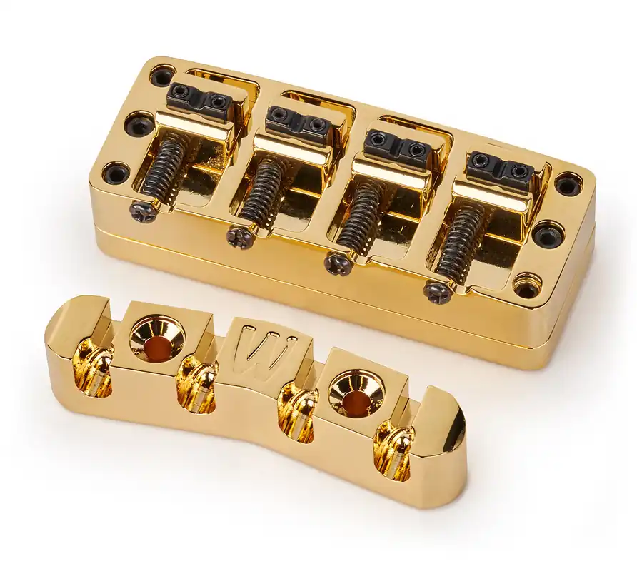 Warwick Parts - 2-Piece 3D Bridge & Tailpiece, 4-String, Brass - Gold Jetzt Kaufen