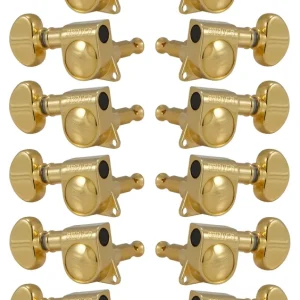 Bestseller Grover 305G12 Mid-Size Rotomatics with Round Button - 12-String Guitar Machine Heads, 6 + 6 - Gold