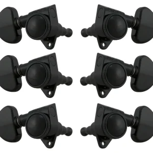 Grover 502BC Roto-Grip Locking Rotomatics with Round Button - Guitar Machine Heads, 3 + 3 - Black Chrome Begrenztes Angebot