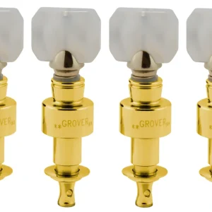 Markenprodukt Grover 120G Geared Banjo Pegs with Square Pearloid Button - 4 pcs. - Gold